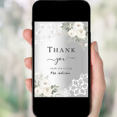 carte de remerciements en dentelle argentée