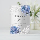 carte de remerciements en dentelle bleu argenté ba (Debout devant)