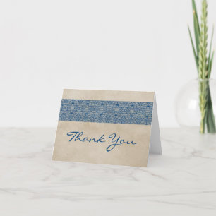 Carte de remerciements en dentelle bleu rustique