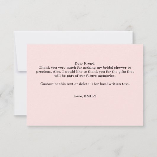 Carte de remerciements en dentelle rose (Dos)