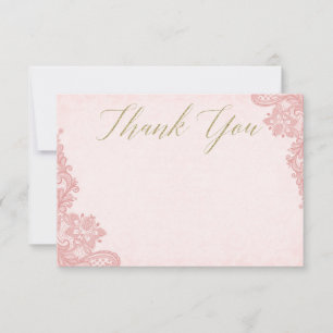 Carte de remerciements en dentelle rose - Carte pl