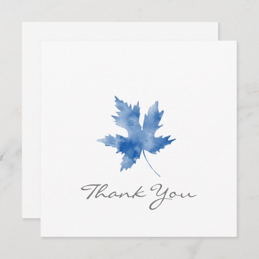 Carte de remerciements en feuille d'érable à l'aqu (Devant / Derrière)
