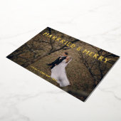 Carte de remerciements en feuille d'or mariée et j (Rotation)