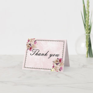 Carte de remerciements en marbre rose blanc Lily