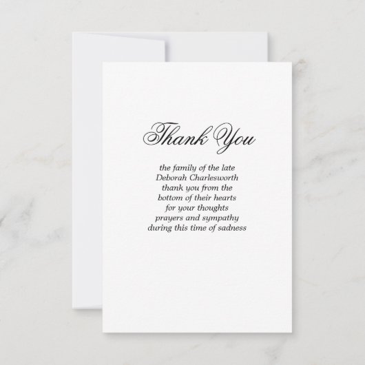 Carte De Remerciements En Mémoire Amoureuse Élégant Script Funeral Photo (Dos)