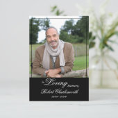 Carte De Remerciements En Mémoire Amoureuse Noir Blanc Script Funérailles (Debout devant)