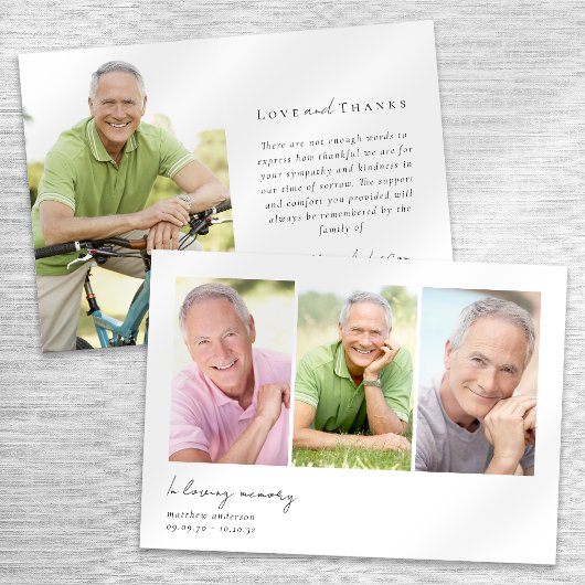 Carte De Remerciements En mémoire d'amour Multiples photos Sympathie Funé