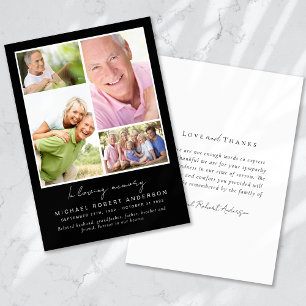 Carte De Remerciements En Mémoire d'amour Quatre photos Collage funéraire