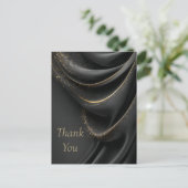 Carte de remerciements en or brillant en tissu noi (Debout devant)