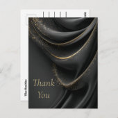 Carte de remerciements en or brillant en tissu noi (Devant / Derrière)