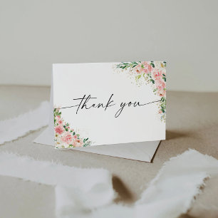 Carte de remerciements en or rose rose pâle