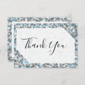 Carte de remerciements en pierre Abstraite bleu et (Devant / Derrière)