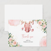 Carte de remerciements en vêtements roses (Devant / Derrière)