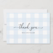 Carte de remerciements En vichy bleu (Dos)