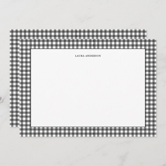 Carte De Remerciements En vichy simple en noir et blanc personnalisé (Devant / Derrière)