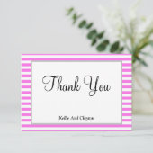 Carte de remerciements encadrée rose/blanc (Debout devant)