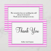 Carte de remerciements encadrée rose/blanc (Devant / Derrière)