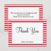 Carte de remerciements encadrée rouge/blanc (Devant / Derrière)