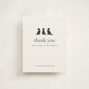 Carte De Remerciements Encart pour Entreprise de Toilettage de Chats Clas