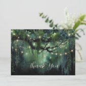 Carte De Remerciements Enchanted Forest Emerald Floral Fairy Sweet 16 (Debout devant)
