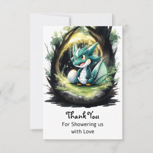 Carte De Remerciements Enchanter le Baby shower Dragon (Devant)