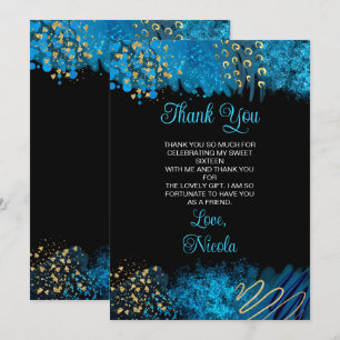 Carte De Remerciements Encre Alcoolique Bleue Sweet Sixteen