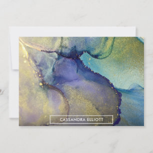 Carte De Remerciements Encre d'alcool d'or multicolore Liquide Art Abstra