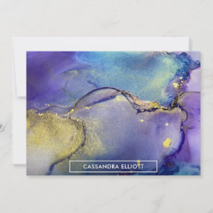 Carte De Remerciements Encre d'alcool d'or multicolore Liquide Art Abstra