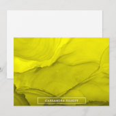 Carte De Remerciements Encre d'alcool jaune gras Liquide Abstrait (Devant / Derrière)