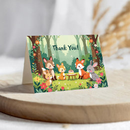 Carte De Remerciements Enfant animal de bois mignon anniversaire