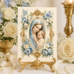 Carte De Remerciements Enfant Jésus Catholique Mère Bénie Florale