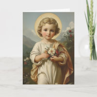 Enfant Jésus Floral Religieux Vintage