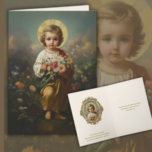 Carte De Remerciements Enfant vintage Jésus Floral Amitié religieuse