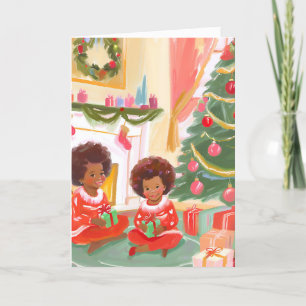 Carte De Remerciements Enfants afro-américains ouvrant des cadeaux
