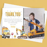 Carte De Remerciements Enfants Construction Photo fête d'anniversaire<br><div class="desc">Dites merci à vos invités d'une façon spéciale avec une carte de remerciements qui présente une photo d'anniversaire préférée de votre! Imprimée avec des images d'aquarelle joyeuses d'une crevette, d'un camion à benne, de feux de circulation et de panneaux de signalisation, cette carte est sûre de leur mettre un sourire...</div>