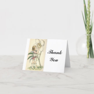 Carte De Remerciements Enfants Fleurs Illustration Vintage Rose d'Hiver