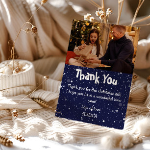 Carte De Remerciements Enfants mignons photo de neige Noël
