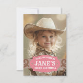 Carte De Remerciements Enfants Occidentaux Anniversaire rose/Brown photo (Devant)