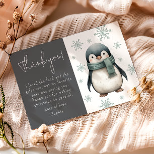 Carte De Remerciements Enfants Pingouin d'hiver