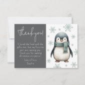 Carte De Remerciements Enfants Pingouin Hiver (Devant)