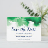 Carte De Remerciements ENREGISTRER LA DATE MITZVAH moderne étoile couleur (Debout devant)