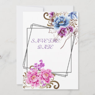 Carte De Remerciements Enregistrer la date Purple Floral Delight Mariage 