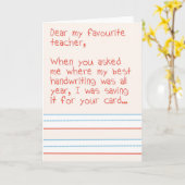 Carte de remerciements enseignant (Fleur jaune)