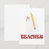 Carte De Remerciements Enseignant A+ (Devant / Derrière)