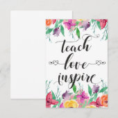 Carte De Remerciements Enseignant Cadeau Enseigner Amour Inspirer Citatio (Devant / Derrière)