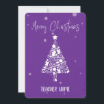 CARTE DE REMERCIEMENTS ENSEIGNANT CHRISTMAS GREETING CARD<br><div class="desc">Cette carte de voeux comporte un message chaleureux sur fond de scène de Noël magnifiquement illustrée. L'image principale montre une salle de classe festive avec un charmant sapin de Noël orné de lumières, d'ornements et d'une étoile brillante au-dessus. L'enseignant est symboliquement comparé à cet arbre de Noël, signifiant leur rôle...</div>