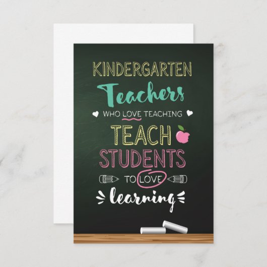 Carte De Remerciements Enseignants De La Maternelle Qui Aiment Enseigner (Devant / Derrière)