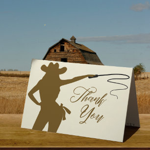 Carte De Remerciements Enterrement de vie de jeune fille Cowgirl Whip