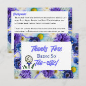 Carte De Remerciements Enterrement de vie de jeune fille Golf Bleu Floral (Devant / Derrière)