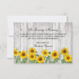 Carte De Remerciements Enterrement Rustique Bois Tournesols Photo